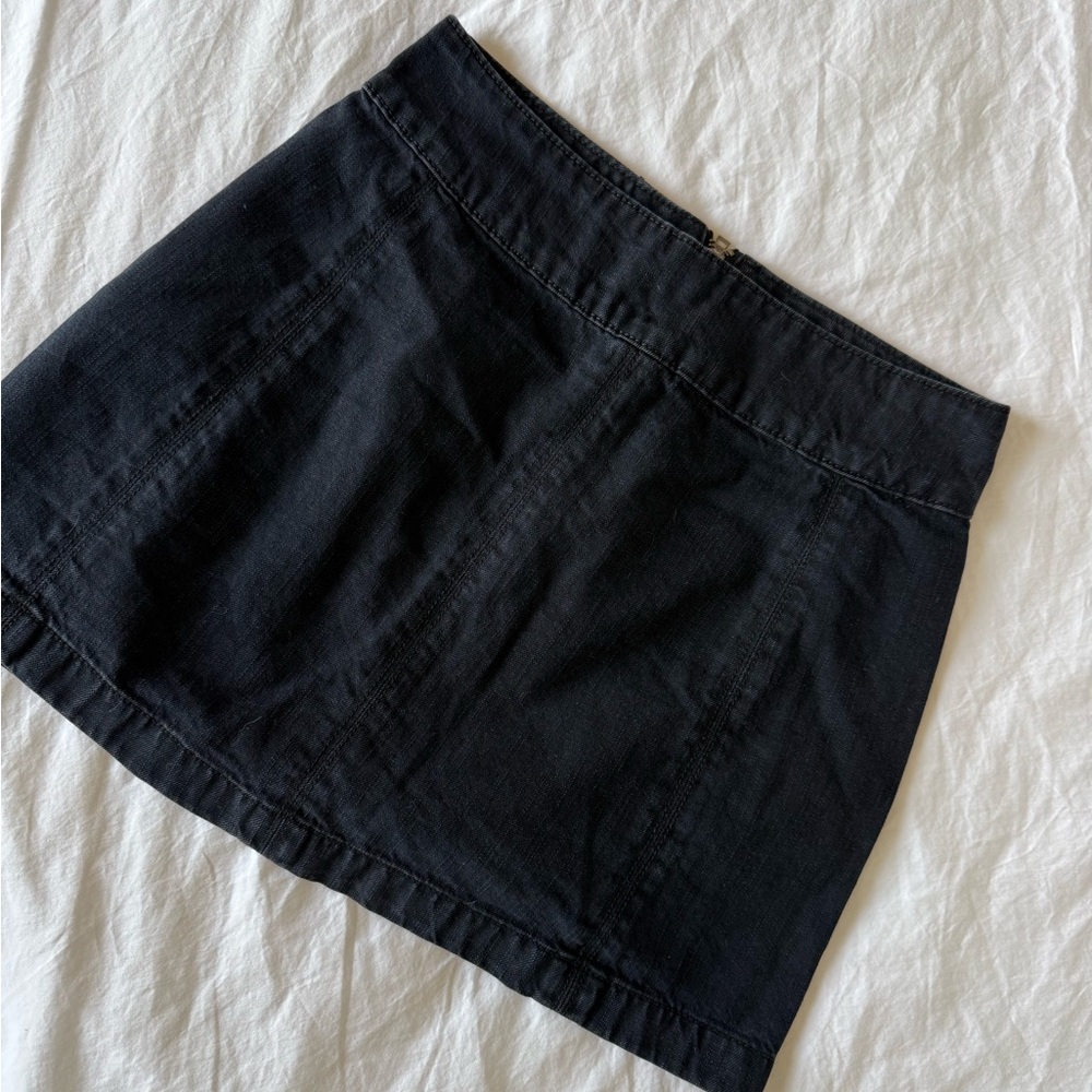 Free People Black Denim Mini Skirt